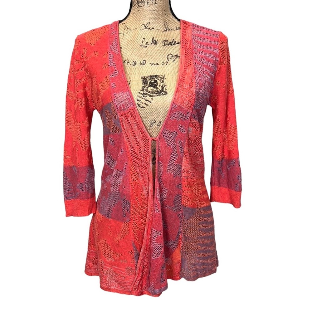 NIC+ZOE Red and Purple Open-Front Cardigan
